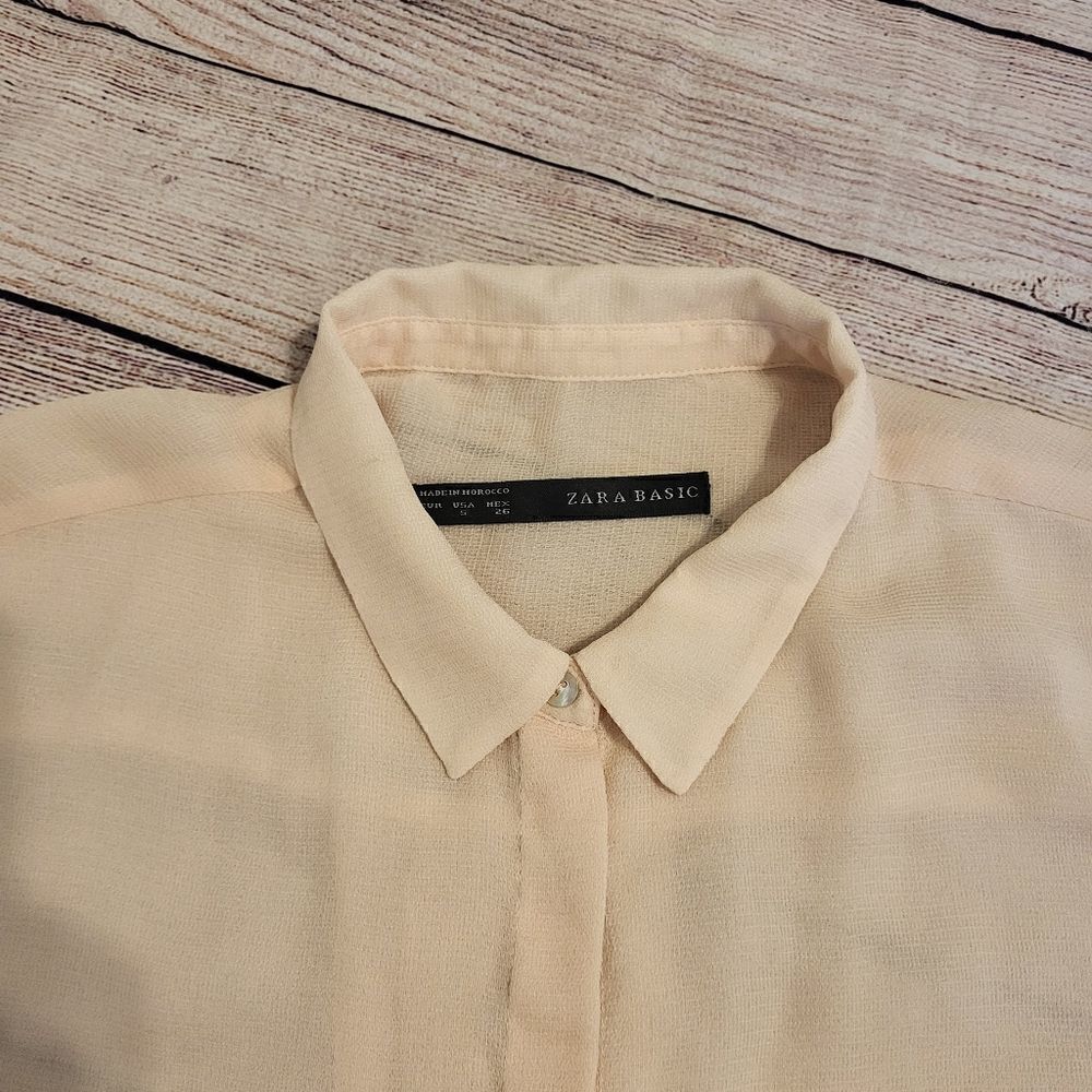 Zara Basicsoft Peach Collard Button-Down Long-Sle… - image 4